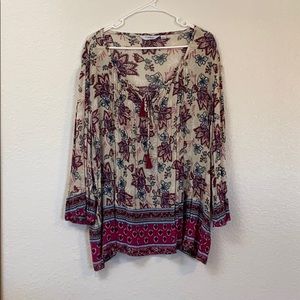 Boho Flower 3/4 Length Top